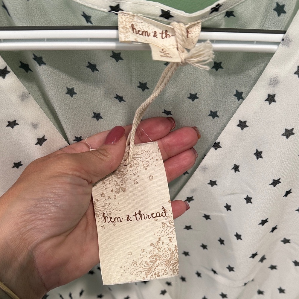 Hem & Thread White Dress with Black Dots - Picture 2 of 5